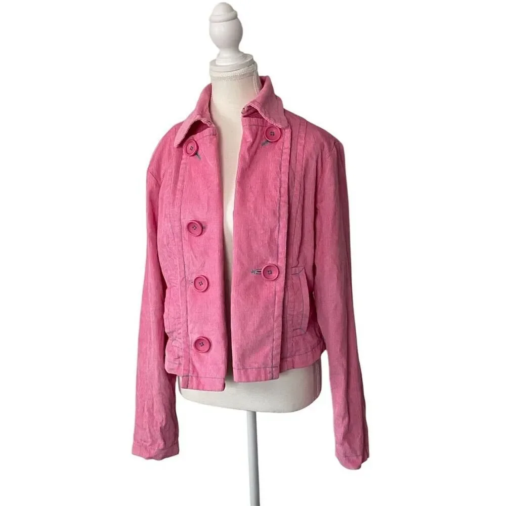 B.B. Dakota Vintage Pink Corduroy Double-Breasted ShortJacket Size L